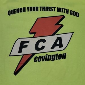 VTG Religious God / Gatorade Parody Neon T-Shirt Jesus Tee FCA Covington Men's L